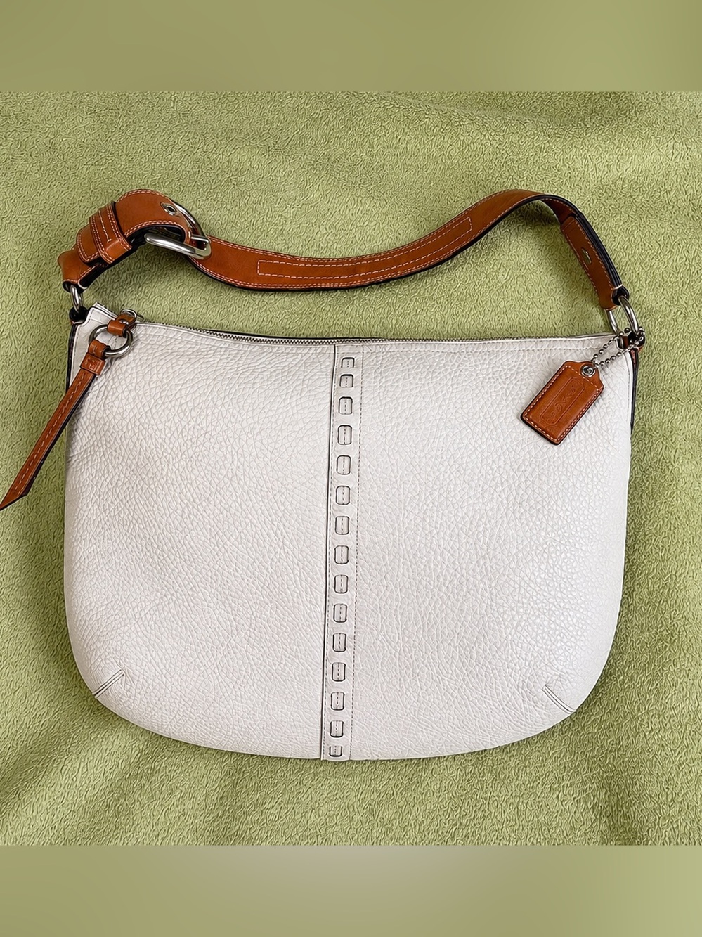 Coach Soho Pebbled Leather Hobo Shoulder Bag Ivory F13108 Y2K
